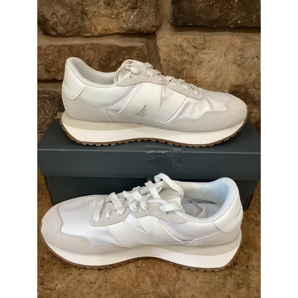 New Balance 237 Grey White Suede Satin Running Shoes WS237NN Womens 8 Mens 6.5